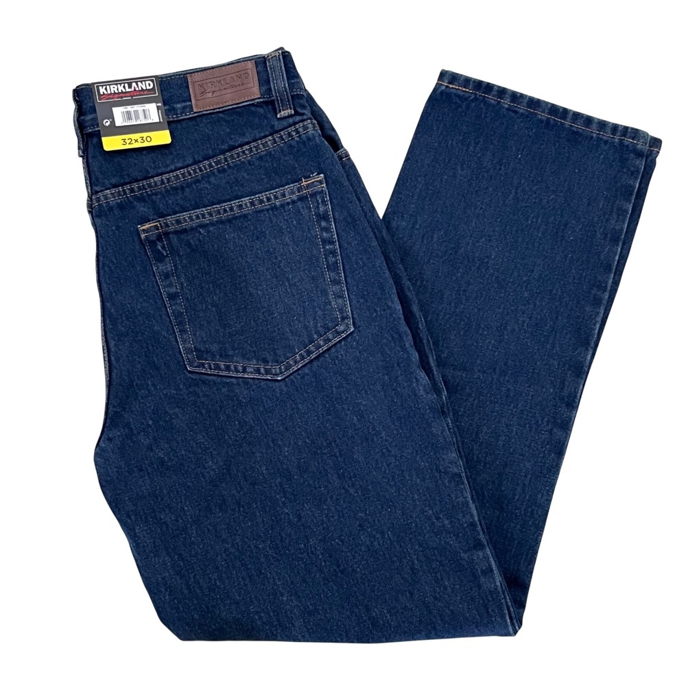 Kirkland Signature Mens Jeans 32x30 Blue Denim Relaxed Fit Straight Leg Cotton